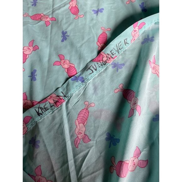 Disney Piglet & Dragonfly Print Green Twin Flat Sheet Fabric Cutter - Picture 3 of 3